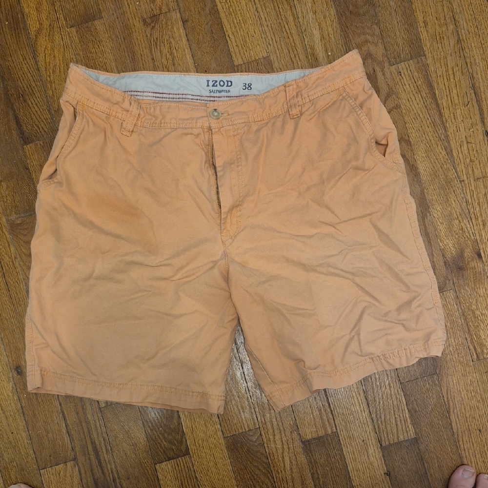 Izod Cream Flat Front Shorts Lightweight Cotton